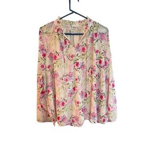 Appleseeds blouse beige/pink floral Size 1X